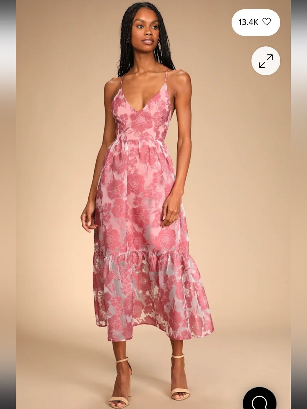Lulus Feeling Like Forever Rose Jacquard Organza Lace-Up Midi Dress